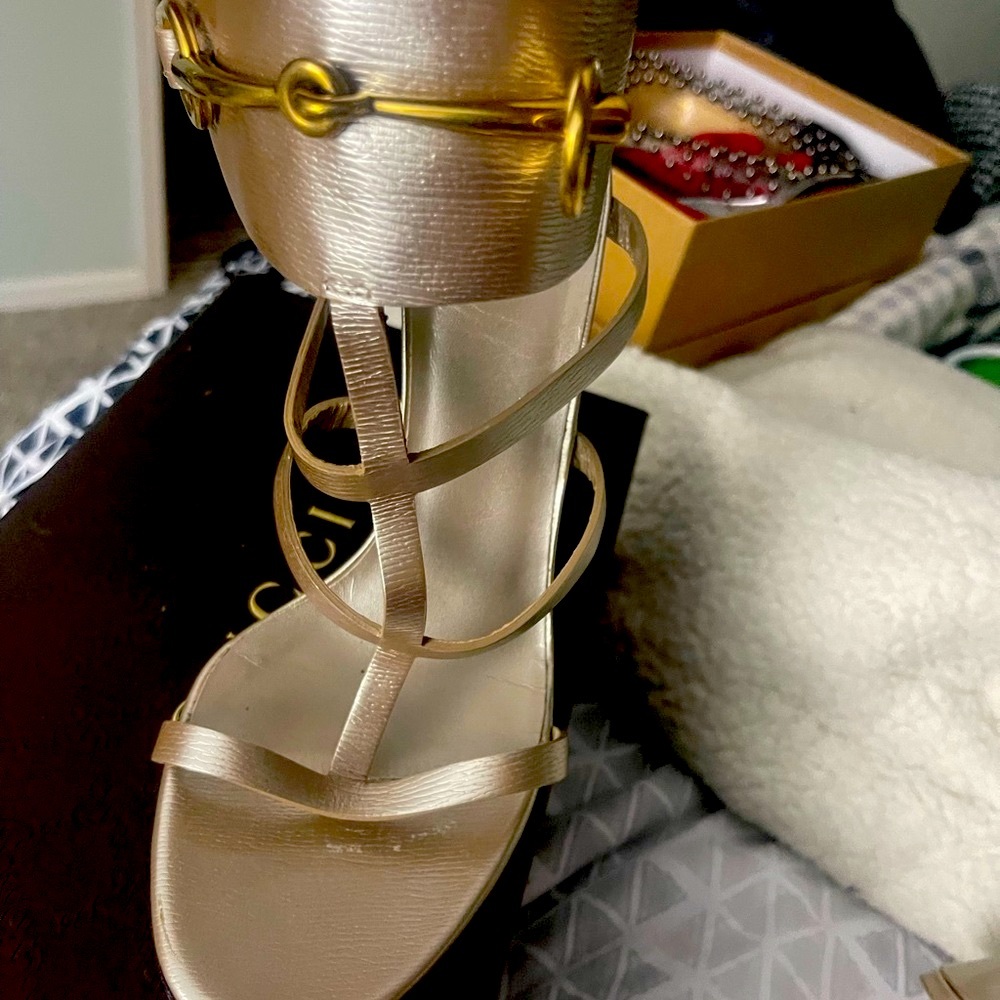 Gucci Gold Strappy Sandals